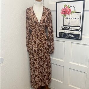 Anthro Beachgold Multicolored Paisley Maxi Dress Size L
